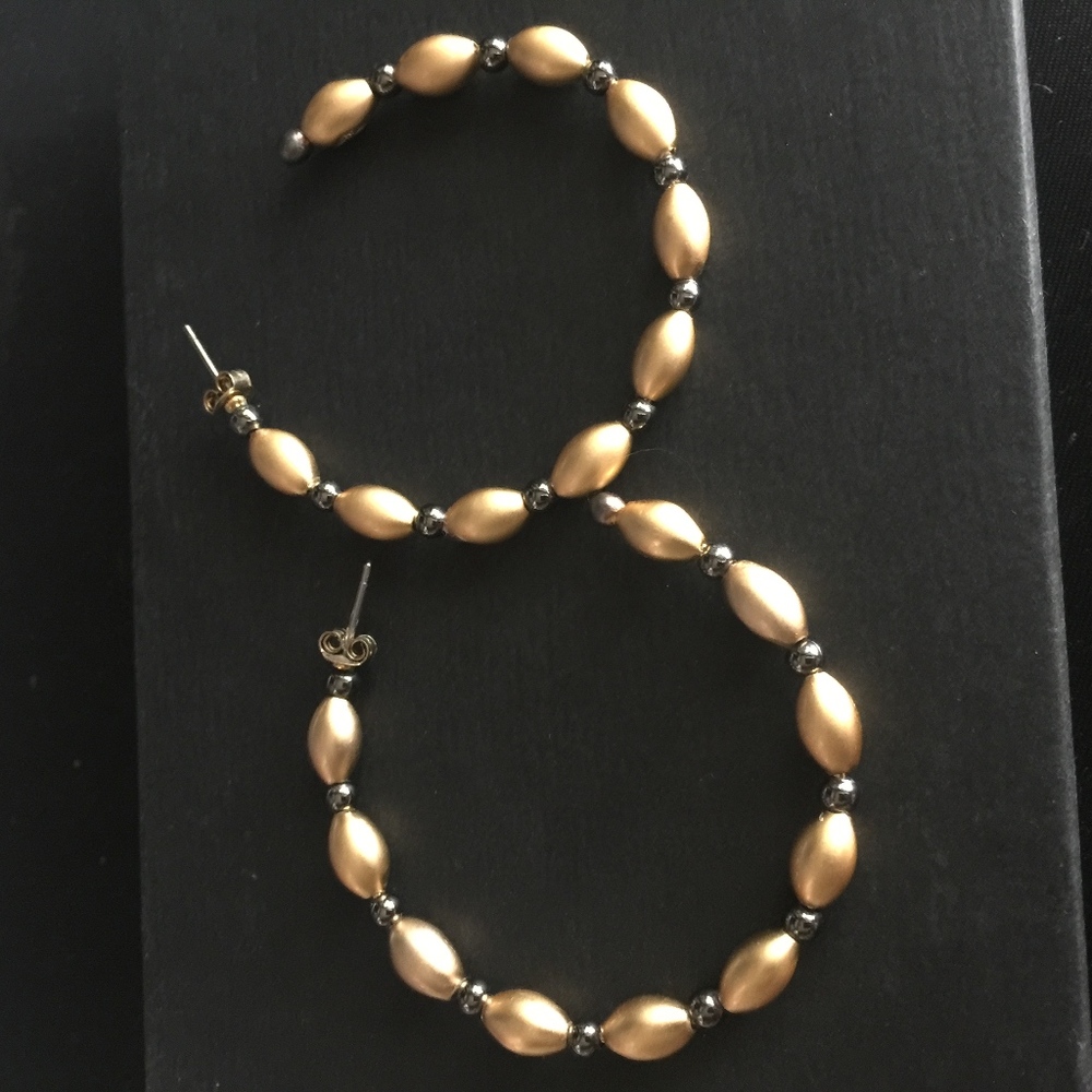 Gold Hoop Earrings, Vera Bradley 1-3/4" NWOT